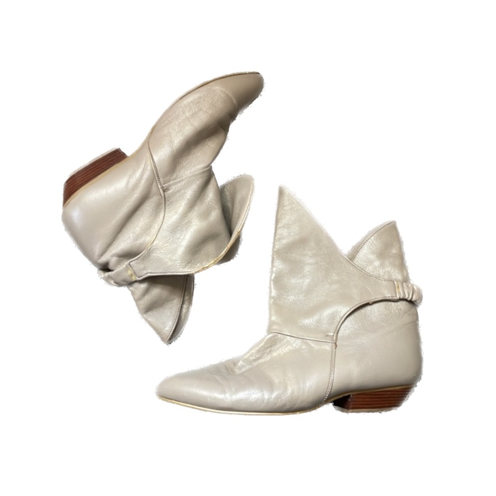 Poppies Gray Leather Foldover boots